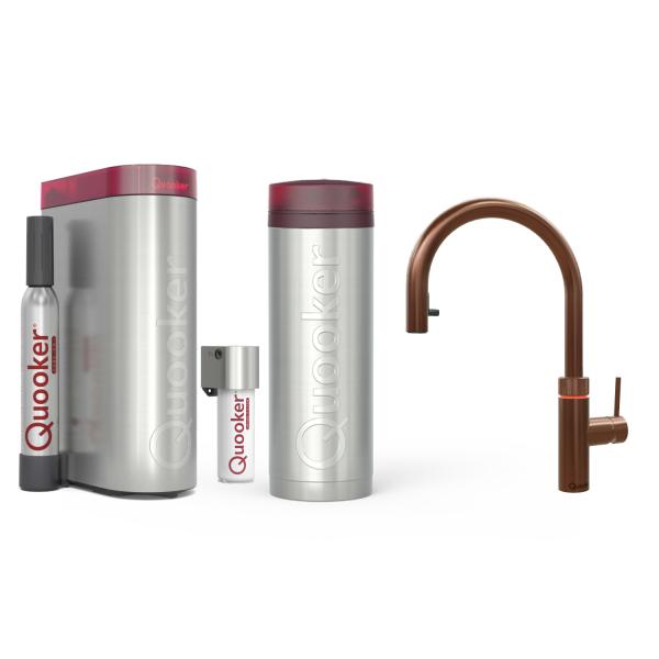 Quooker Flex | Reservoirs PRO3 | CUBE & Filter | Kupfer Rosé | sofort-Kochend-Wasserhahn